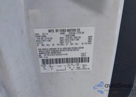 2014 Ford F-150 Xl from USA, damaged, VIN 1FTFX1EF1EKE51135